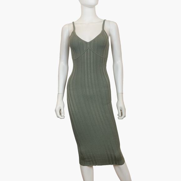NWT PETAL + PUP Knit Sleeveless Bodycon Ribbed Midaxi Dress (Olive | Size S/M) - Picture 1 of 7